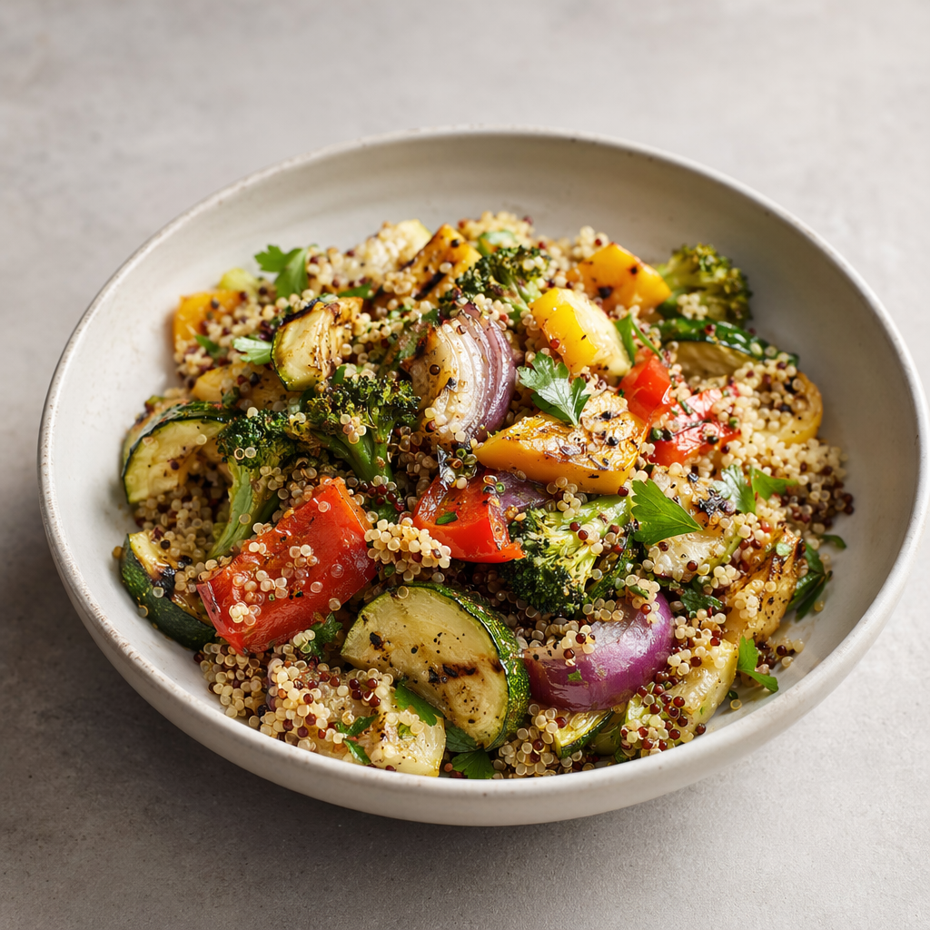 Low-Calorie Quinoa Salad with Grilled Veggies