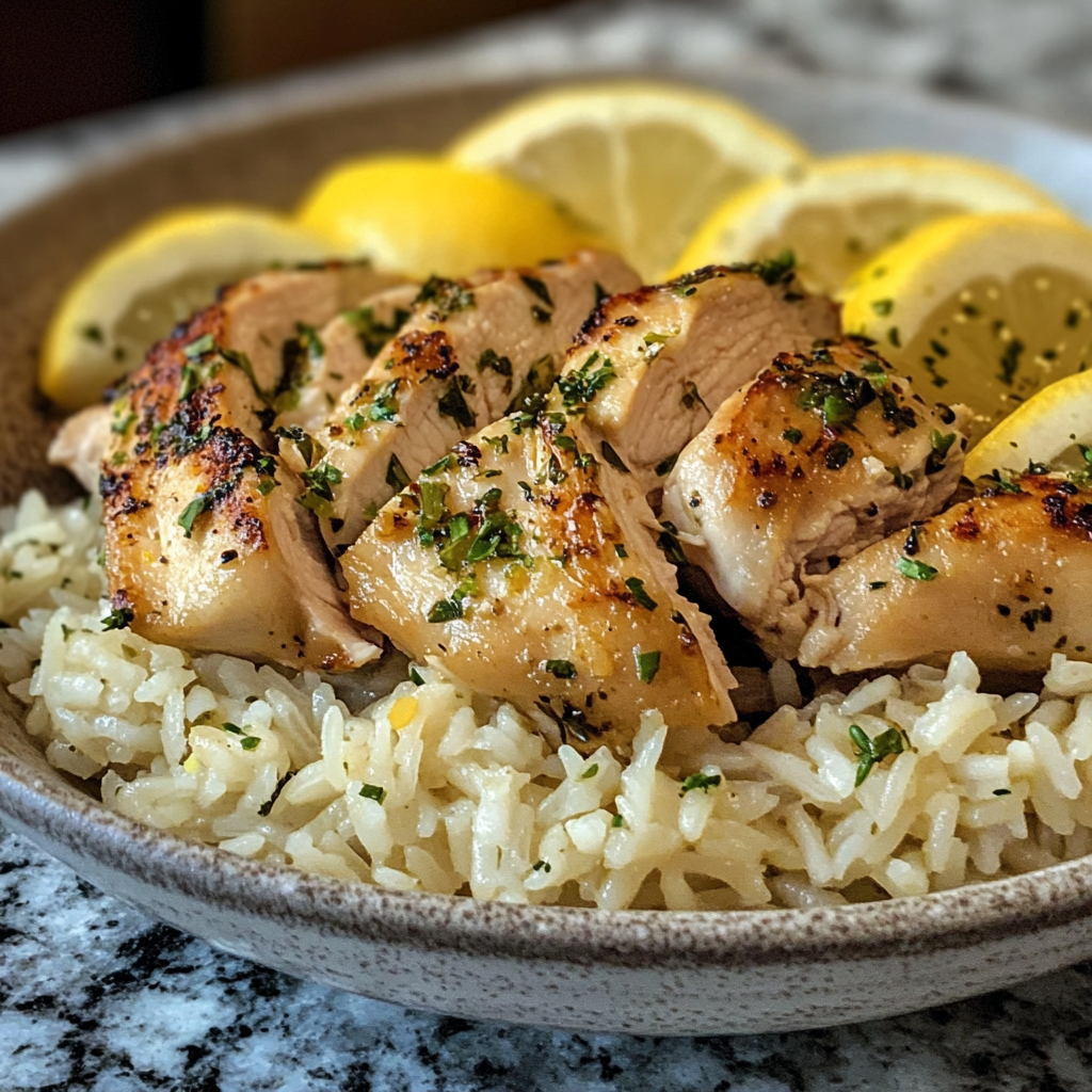 Aperol-Balsamic Glazed Chicken with Lemon-Herb Rice