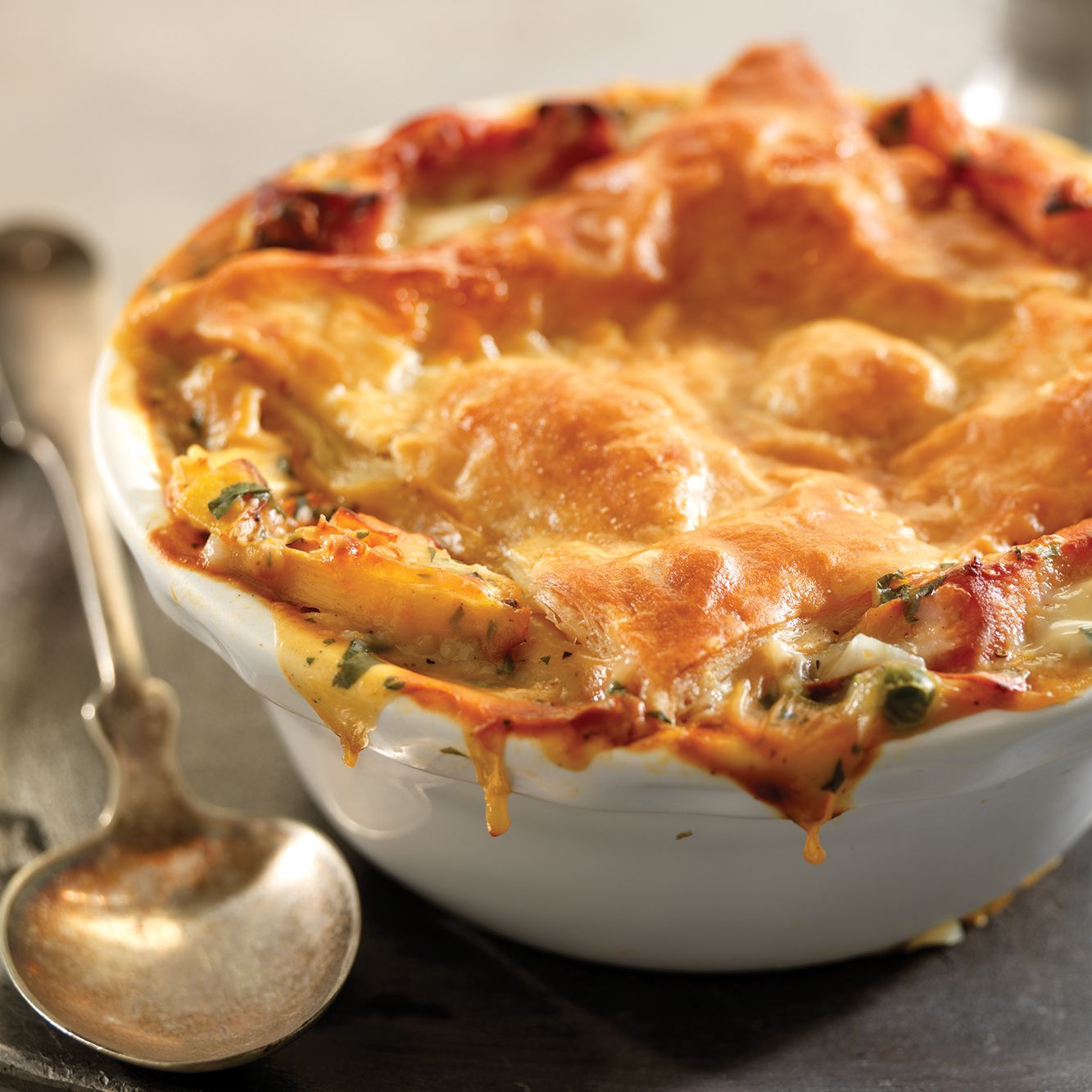 Gathered Pot Pie with Herb-Roasted Root Vegetables