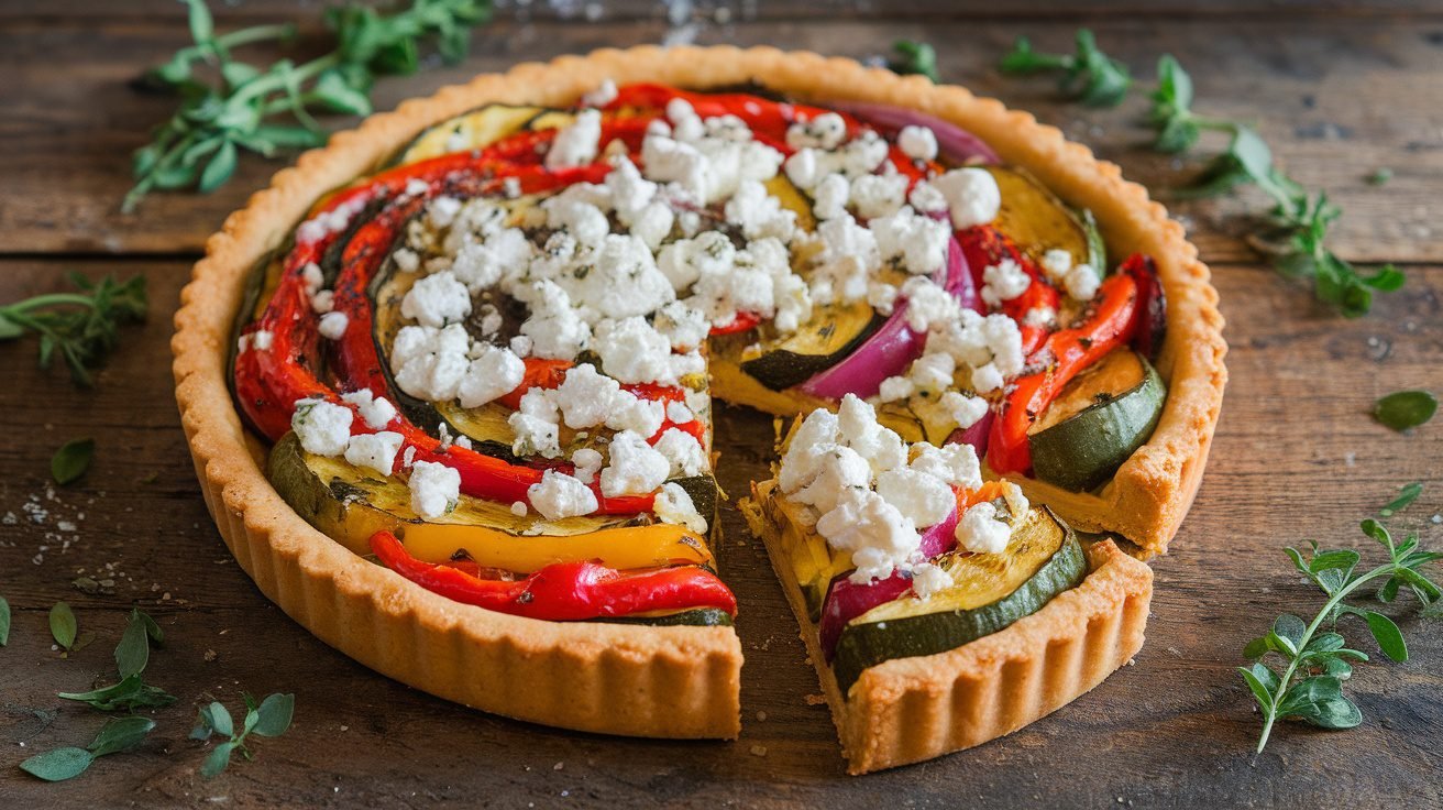 Roasted Pepper & Feta Tart with Herbed Crust