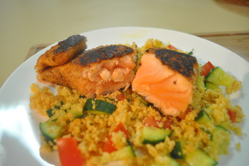Baltimore Blackened Salmon with Herb Couscous
