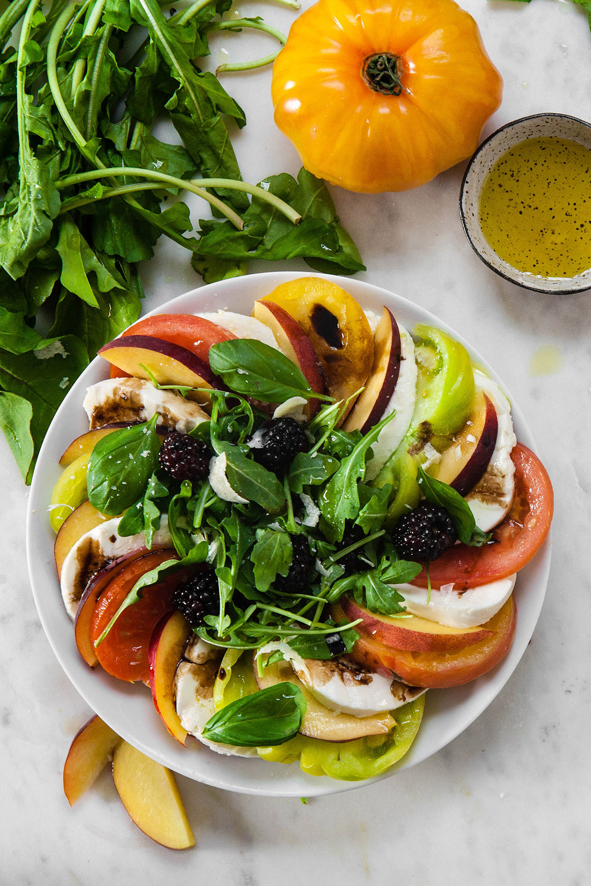 Rainbow Tomato & Pepper Caprese Salad