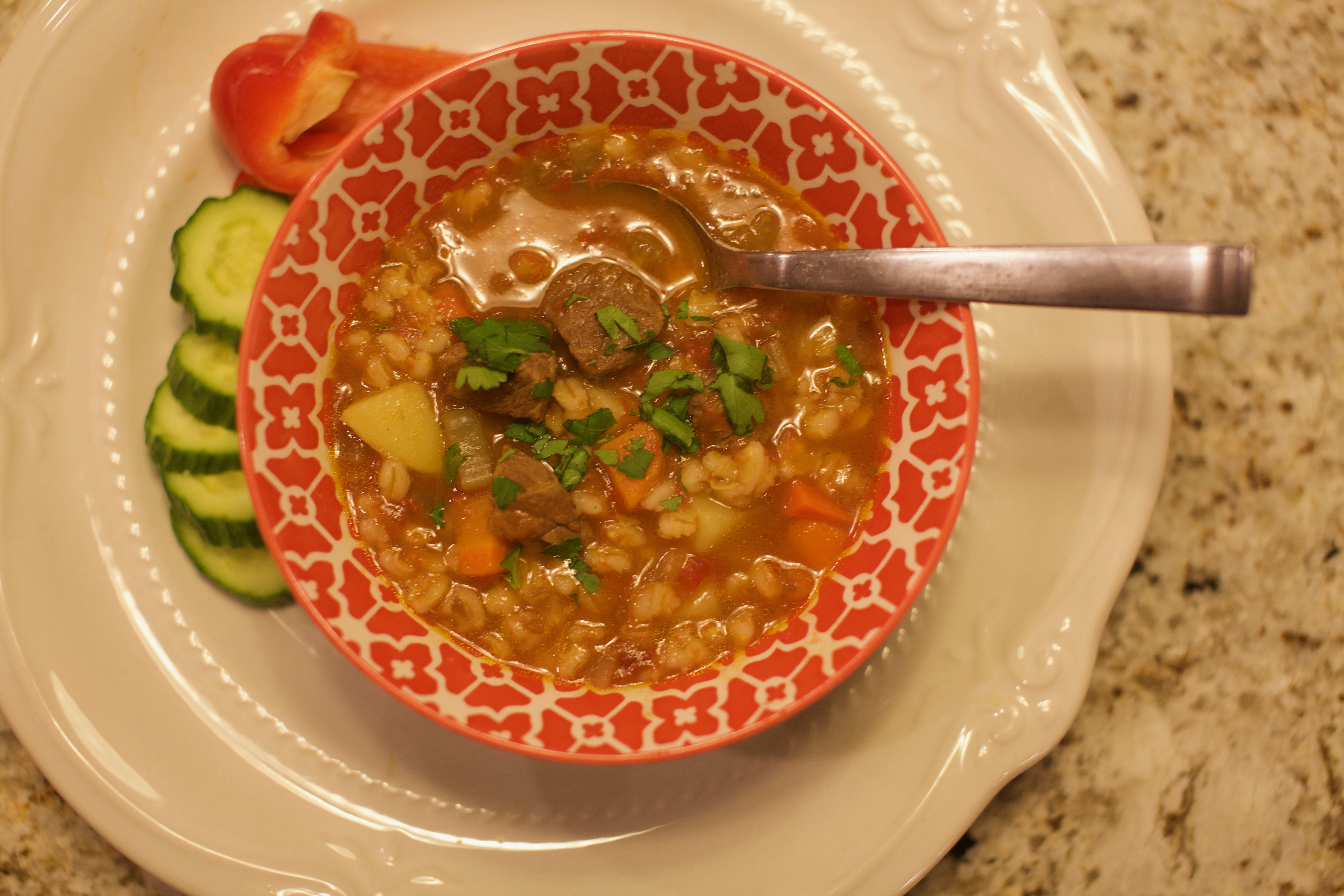Slow-Cooked Beef and Vegetable Stew with Barley