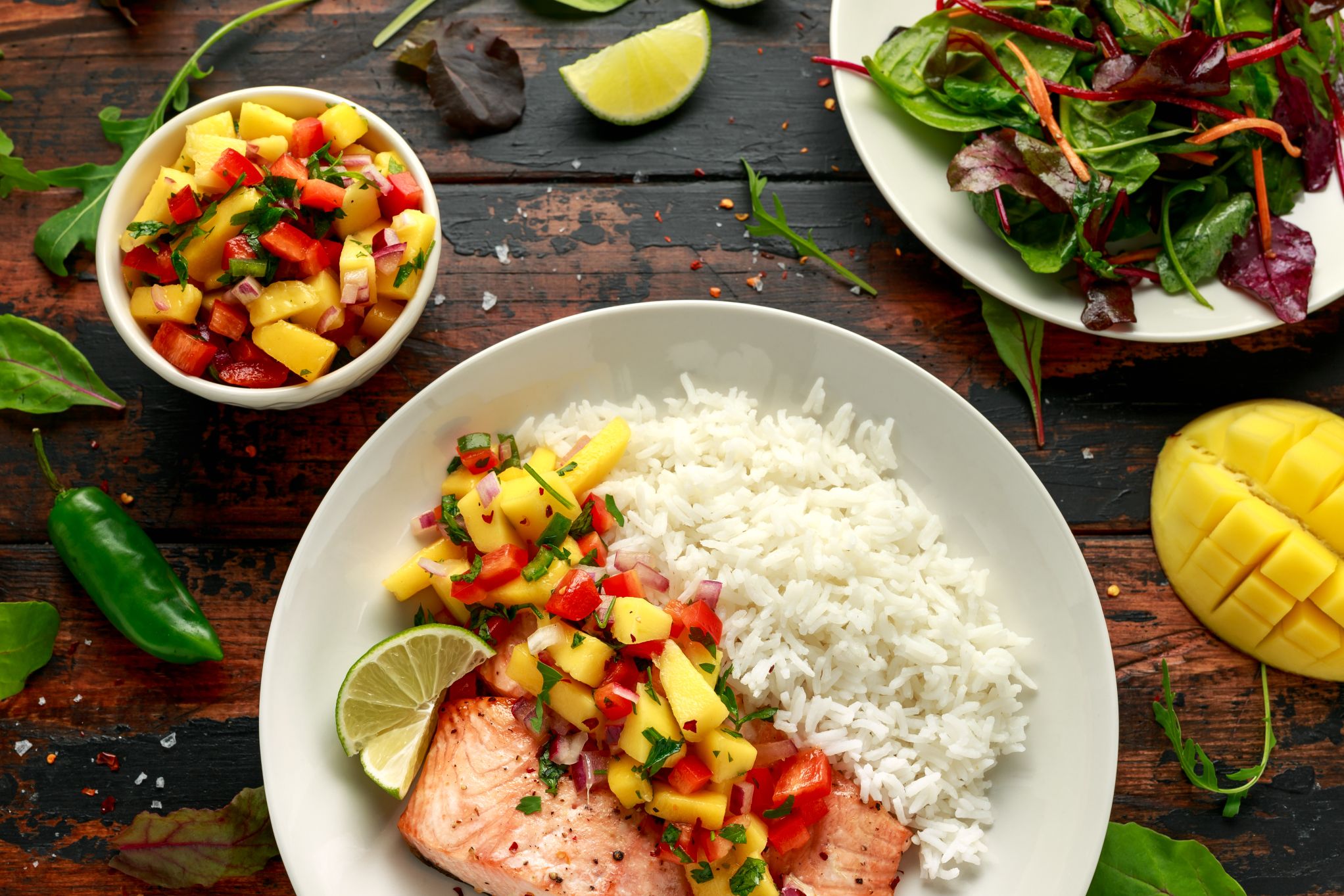 Teriyaki-Glazed Grilled Salmon with Mango Salsa