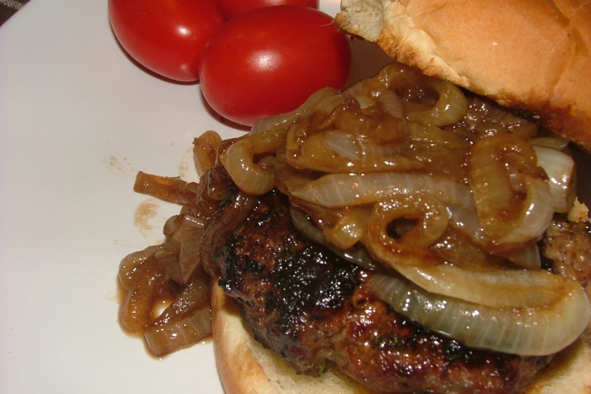 Spiced Beef Burgers with Caramelized Onion Sliders