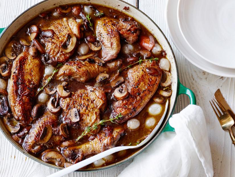 Historic French Coq au Vin with Mushrooms