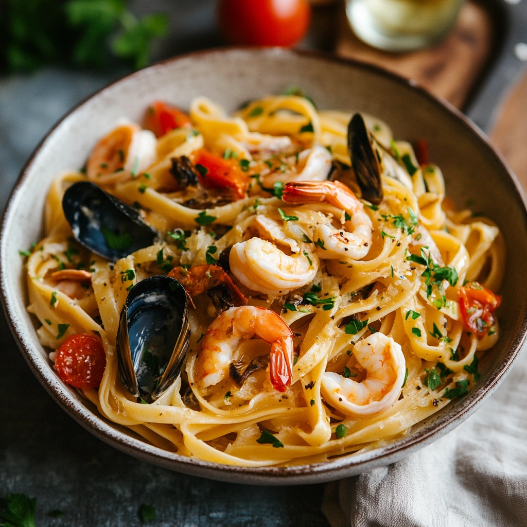 Cisco Kid Seafood Pasta with Crispy Herb Crust