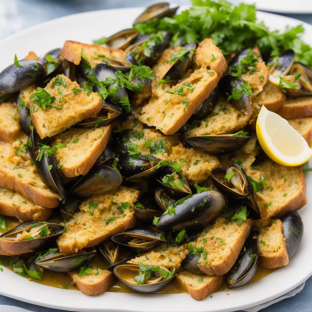 Brussels Beer-Braised Mussels with Garlic-Herb Butter