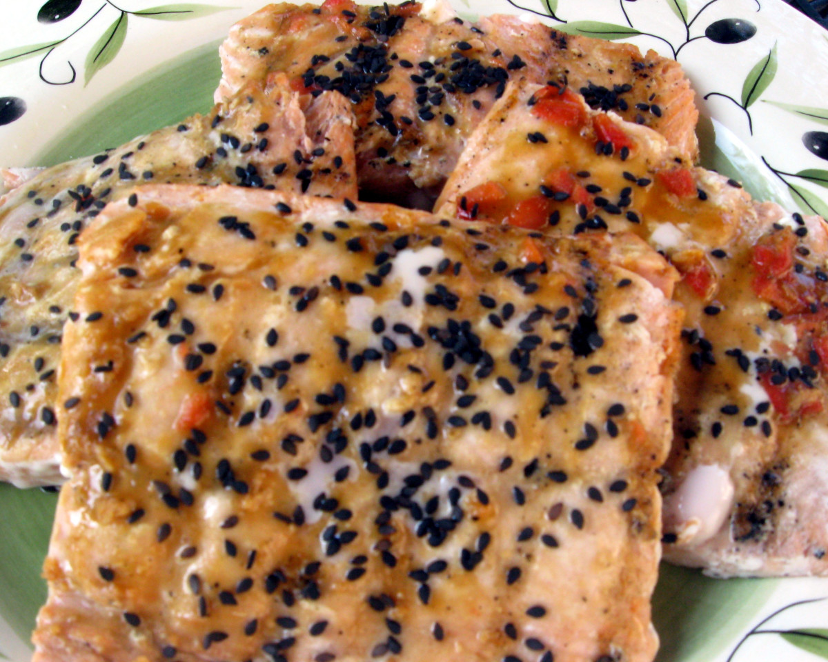 Mango-Ginger Glazed Salmon with Jasmine Rice