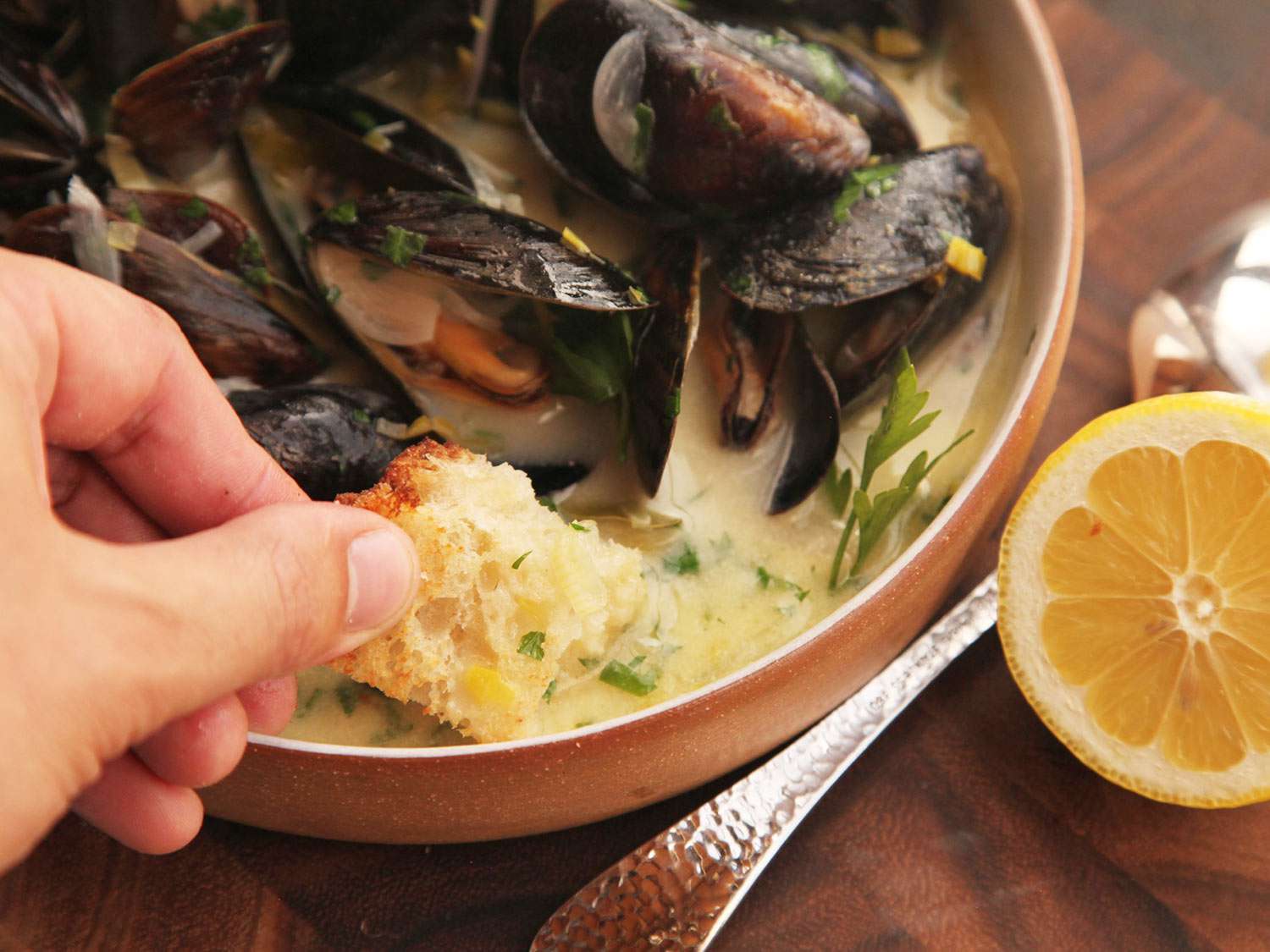 Brussels Mussels in Witbier & Herb Broth