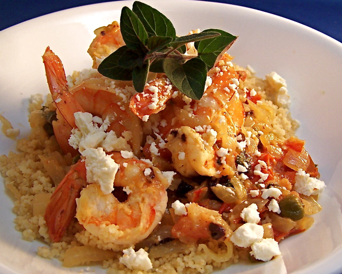 Saffron-Infused Shrimp with Lemon-Dill Couscous