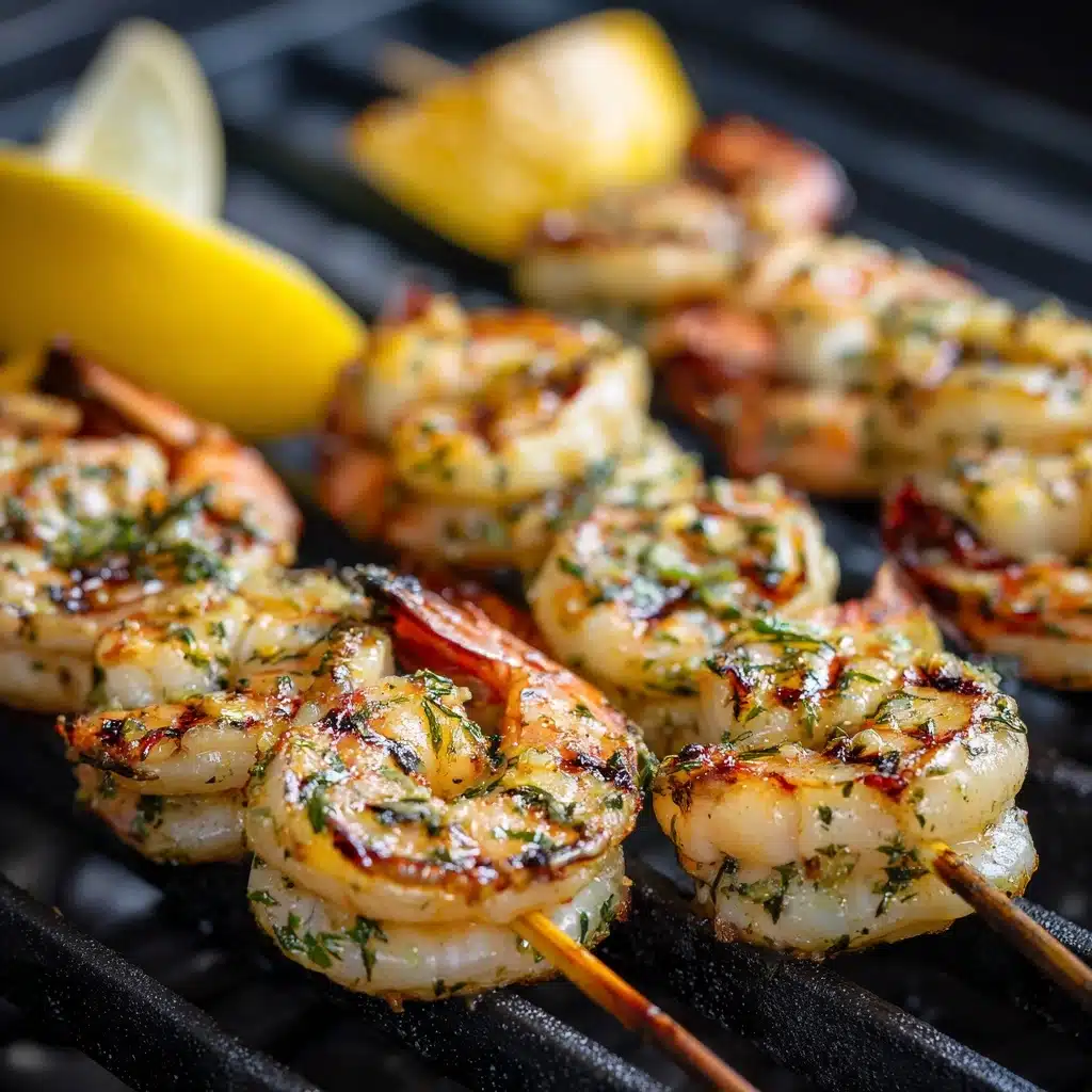 Grilled Lemon-Garlic Shrimp Skewers with Parsley