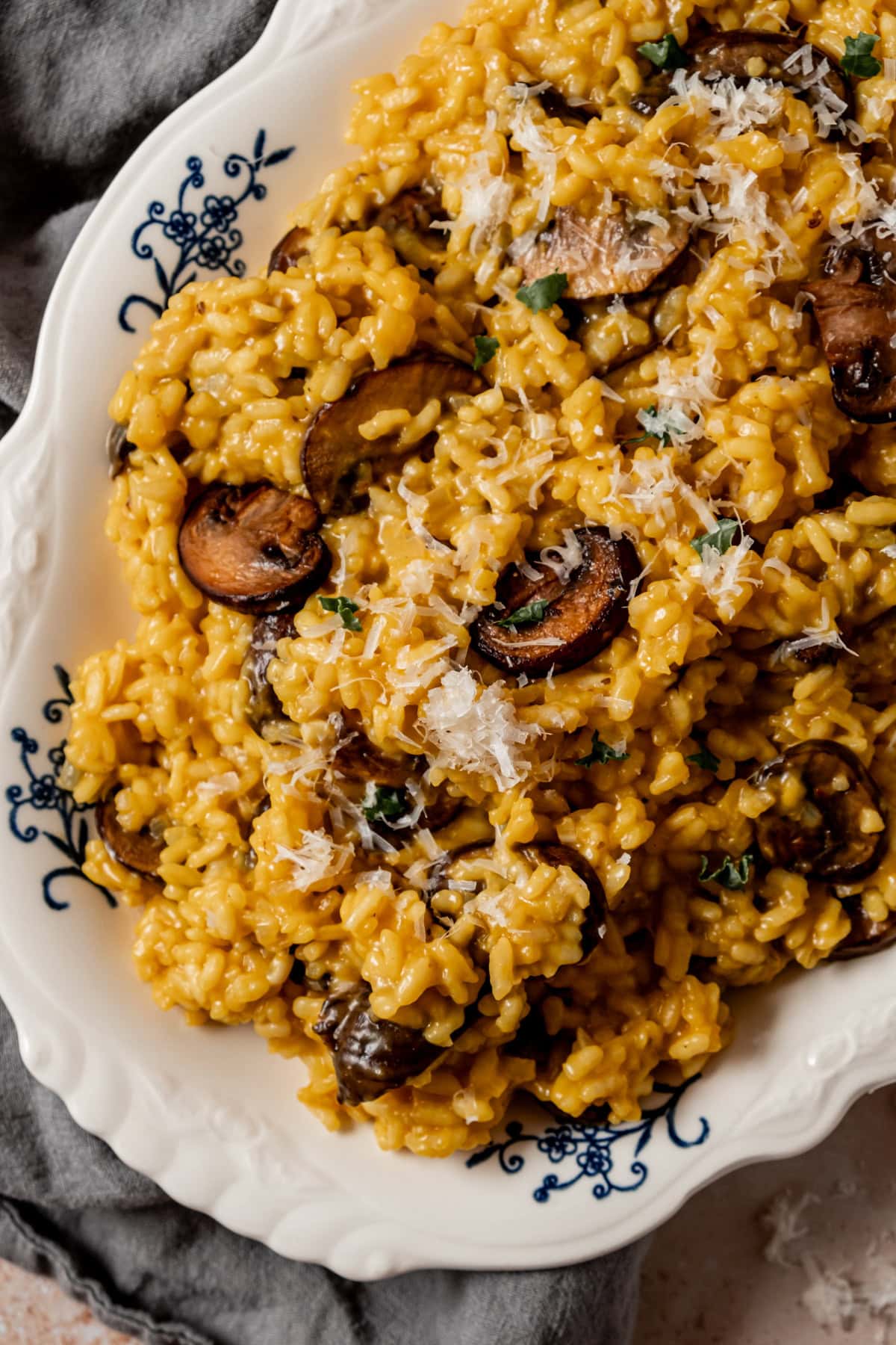 Saffron-Scented Lentil & Mushroom Risotto