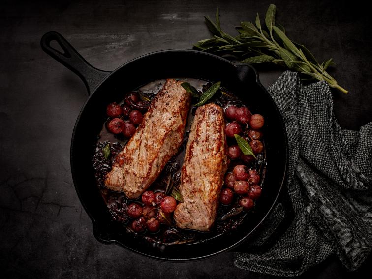 Roy d'Espagne Braised Pork Tenderloin with Biodynamic Wine Sauce