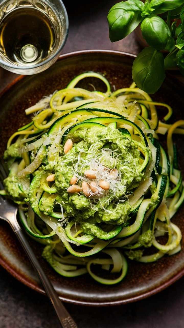 Creamy Avocado-Cilantro Pesto Zucchini Noodles