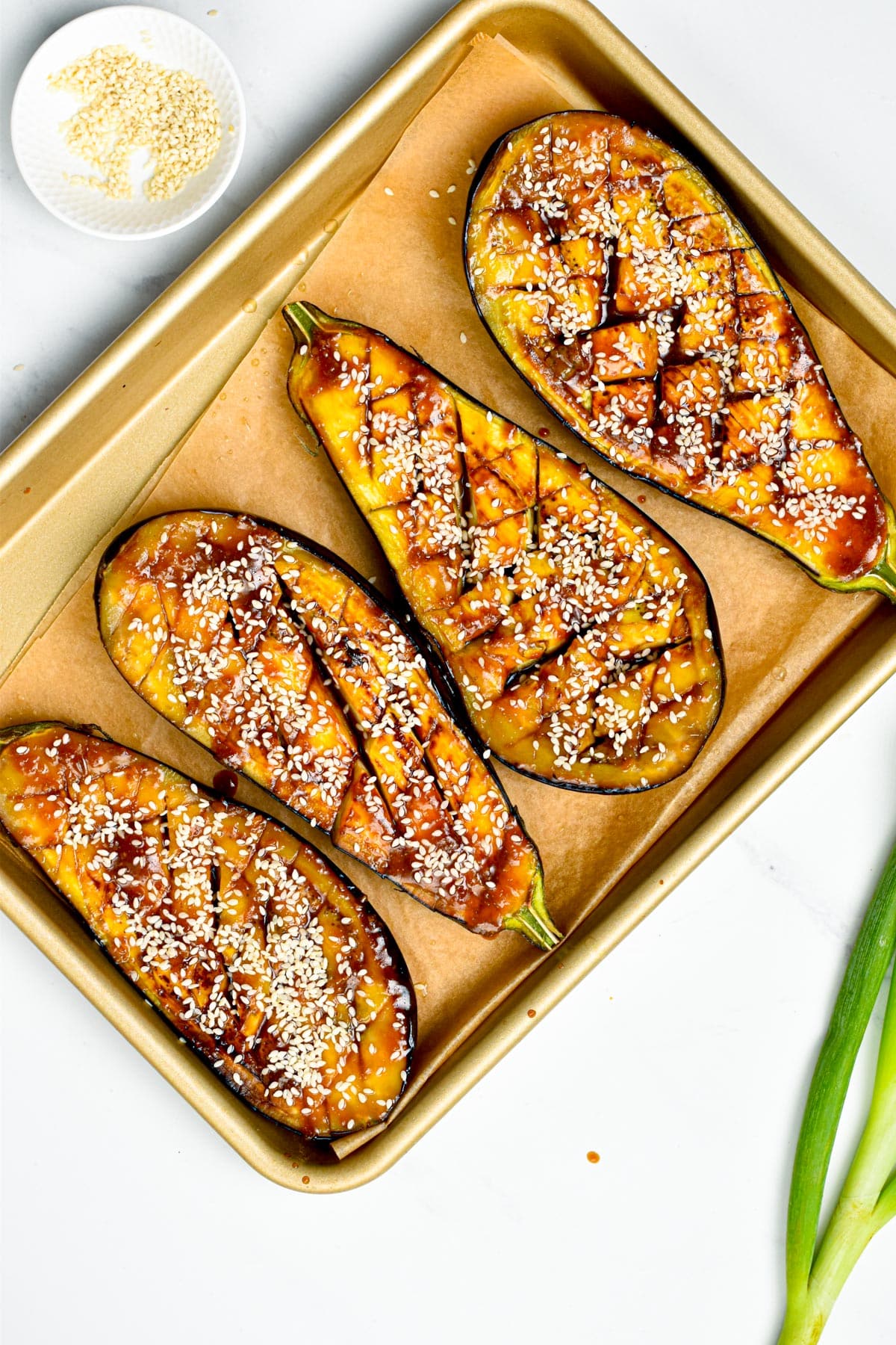 Miso-Glazed Eggplant & Zucchini Sheet Pan Medley