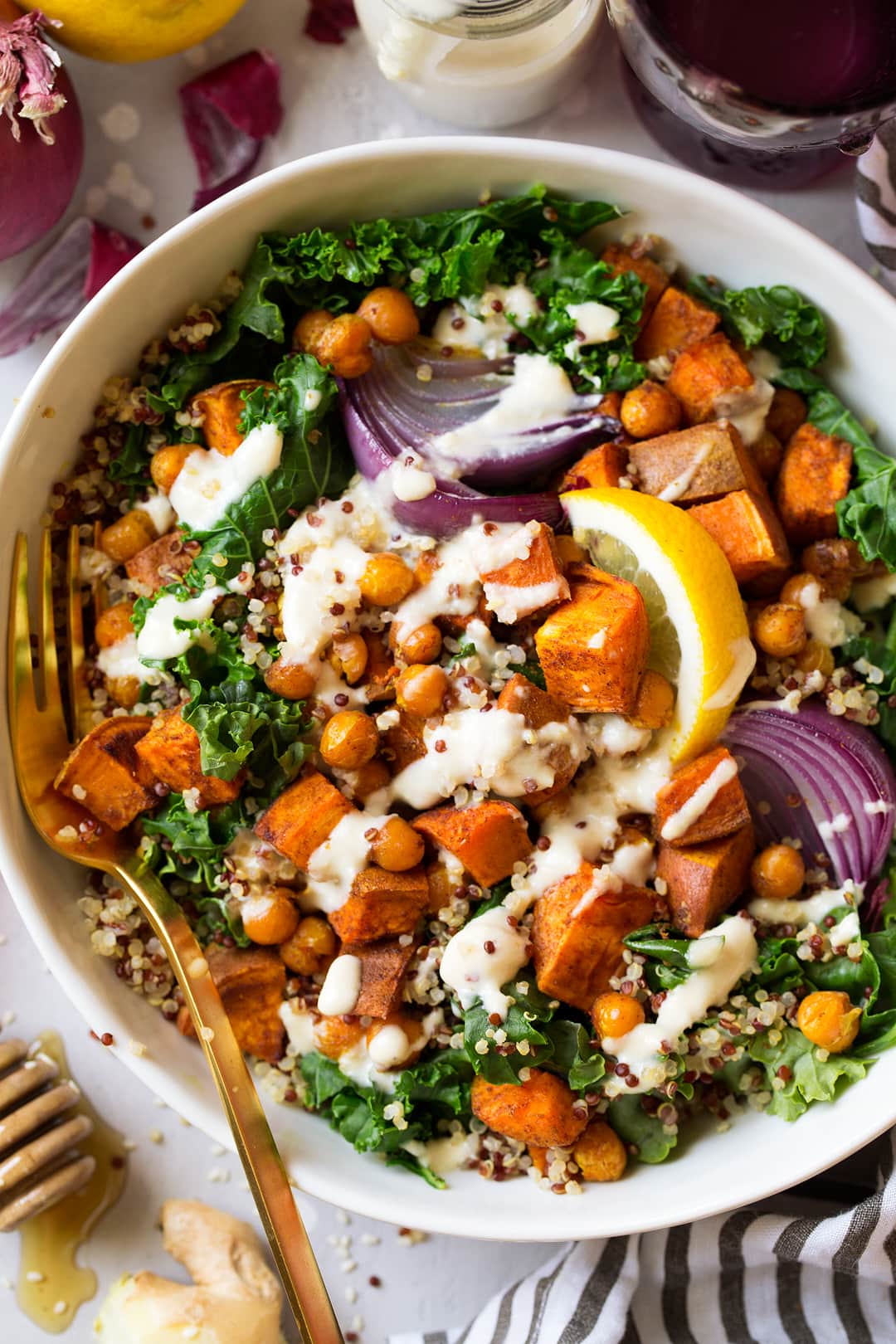 Turmeric-Ginger Sweet Potato & Kale Bowl