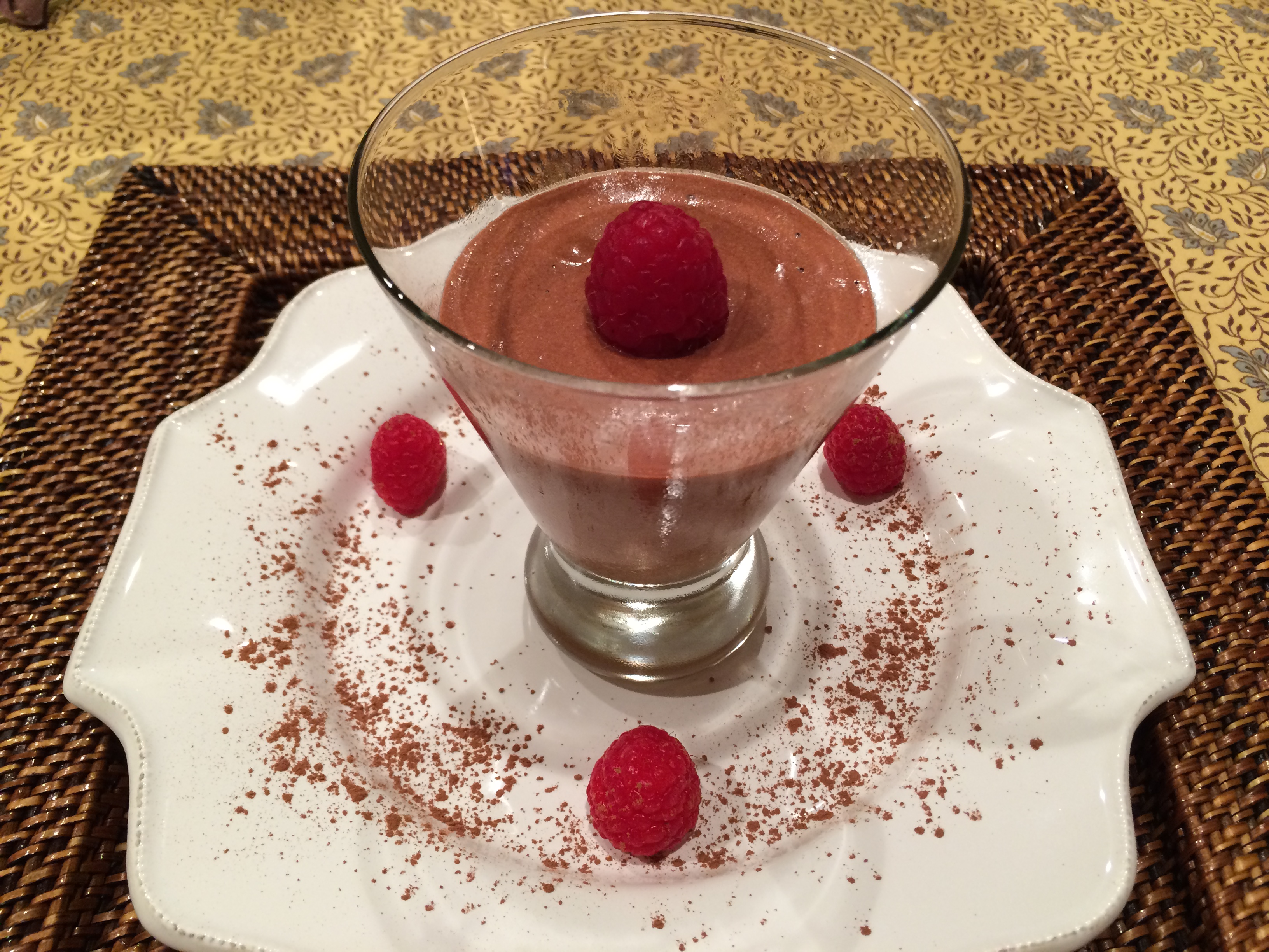 Belgian Dark Chocolate Mousse with Raspberry Garnish