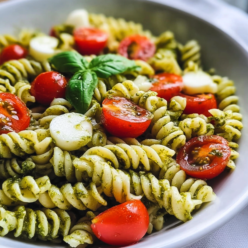 Ramp Pesto Pasta with Cherry Tomatoes