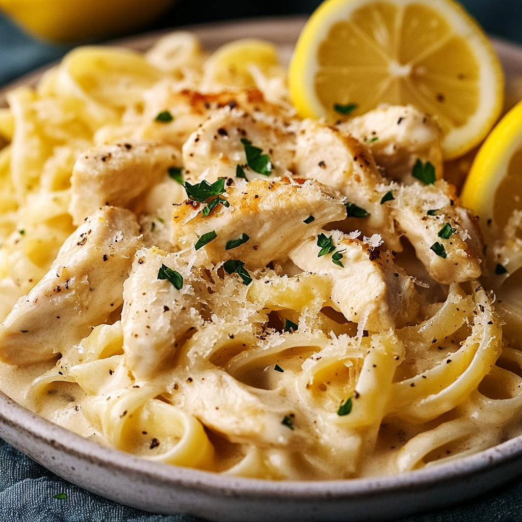 One-Pot Creamy Lemon Garlic Pasta with Chicken