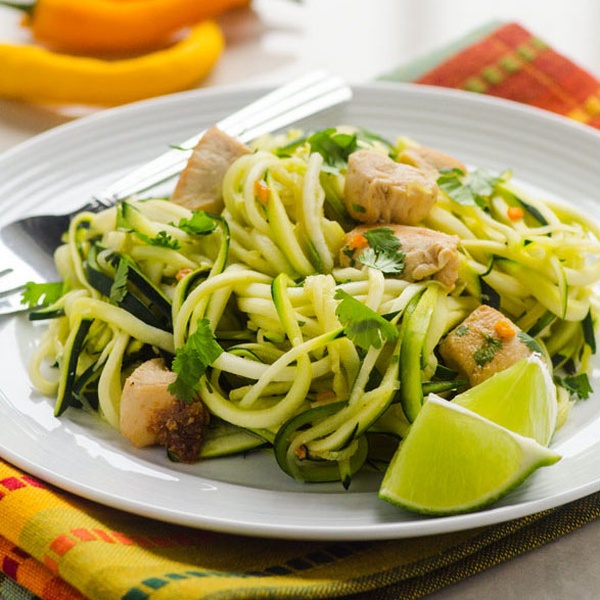Avocado-Cilantro Zucchini Noodles with Lime Dressing
