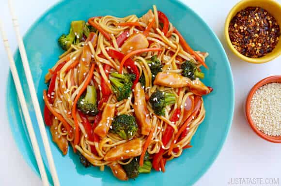Teriyaki Chicken Stir-Fry with Rice Noodles