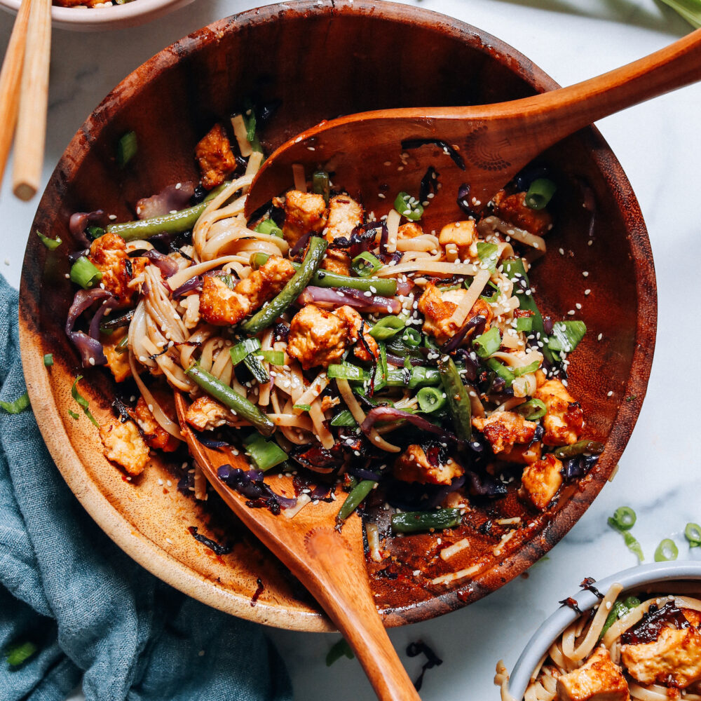 Authentic Vegan Miso Glazed Tofu with Sesame Greens