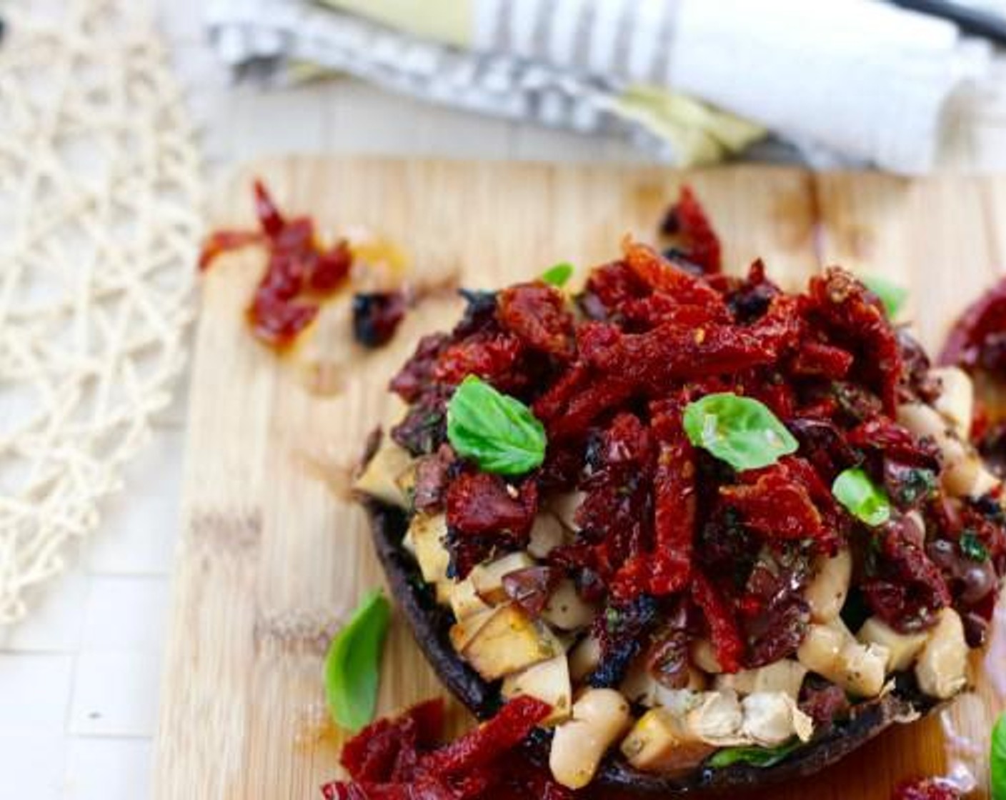Sun-Dried Tomato & Artichoke Stuffed Portobello Mushrooms