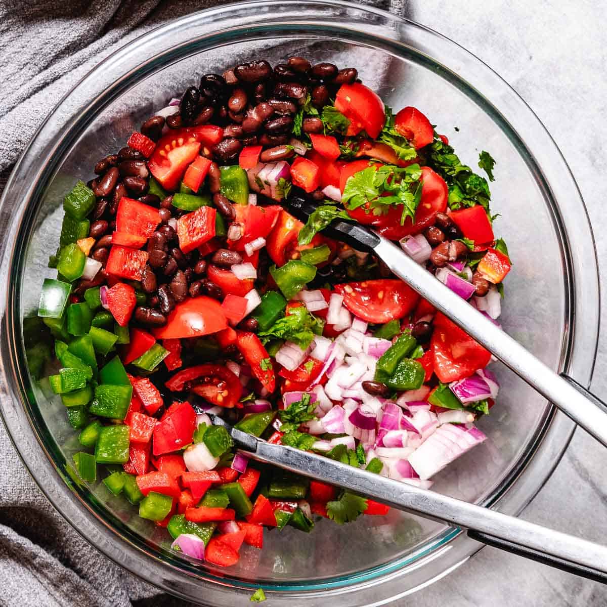 Mexican Black Bean Salad with Asian Sesame Noodles and Mediterranean Olive Oil