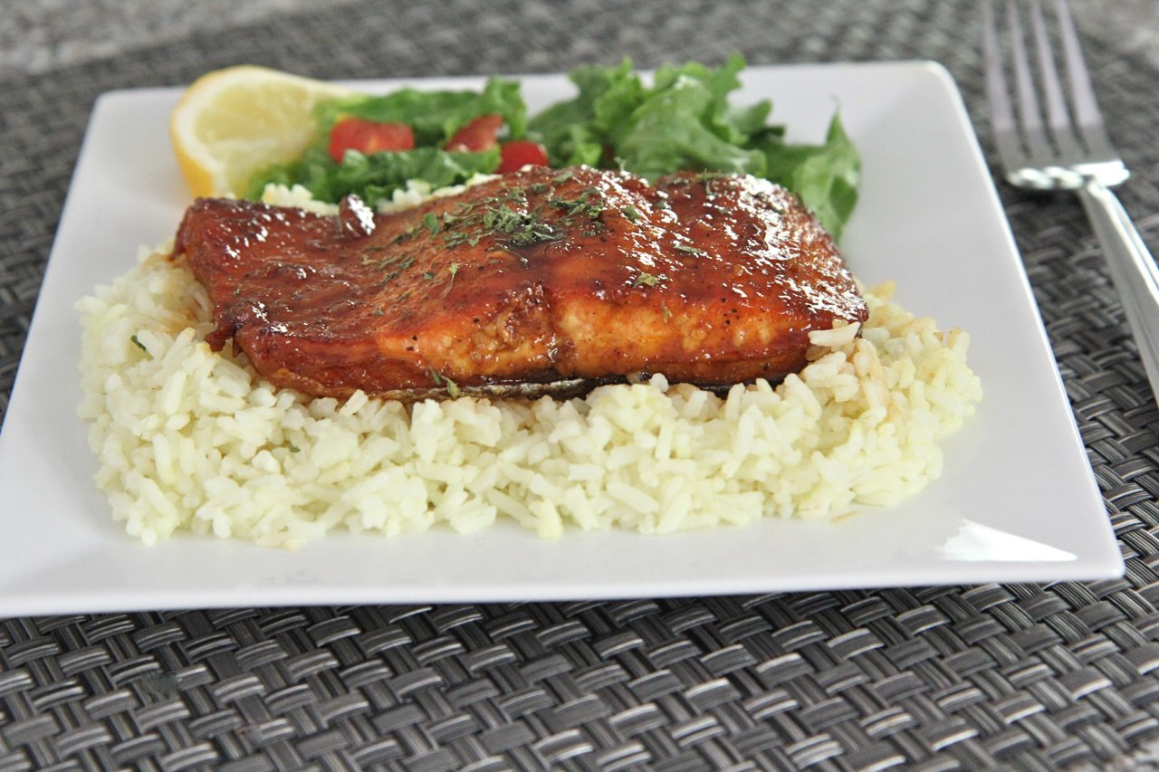 Honey-Glazed Teriyaki Salmon with Crispy Sweet Potatoes