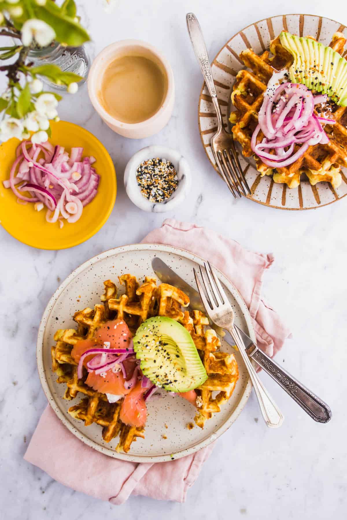 Avocado & Bacon Chaffle with Smoked Salmon