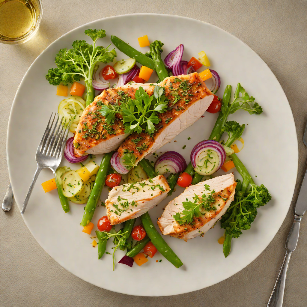 Herb-Crusted Chicken Breast with Spring Vegetable Medley