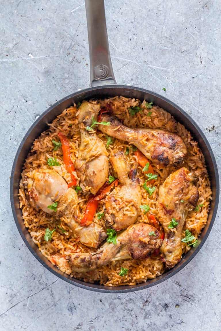 Authentic West African Jollof Rice with Chicken & Peppers