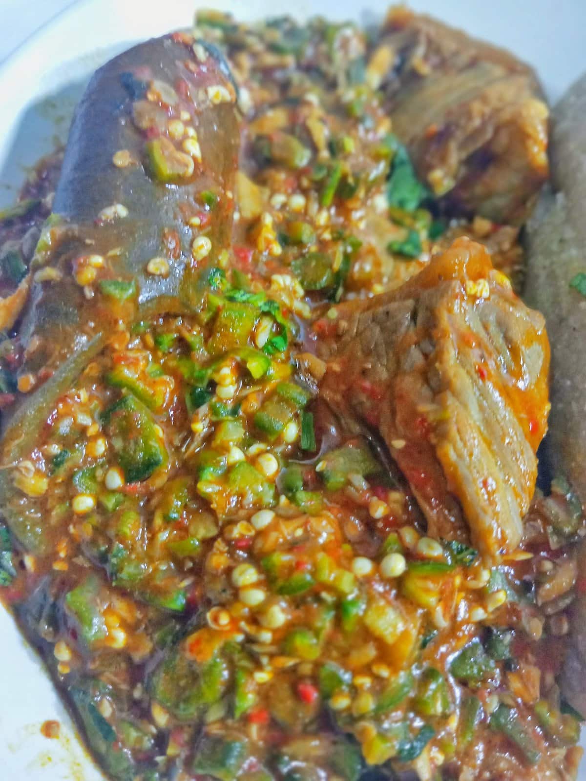Nigerian Okra Soup with Spinach & Peppers