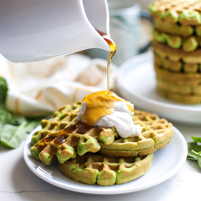 Cheesy Almond Flour Chaffles with Spinach