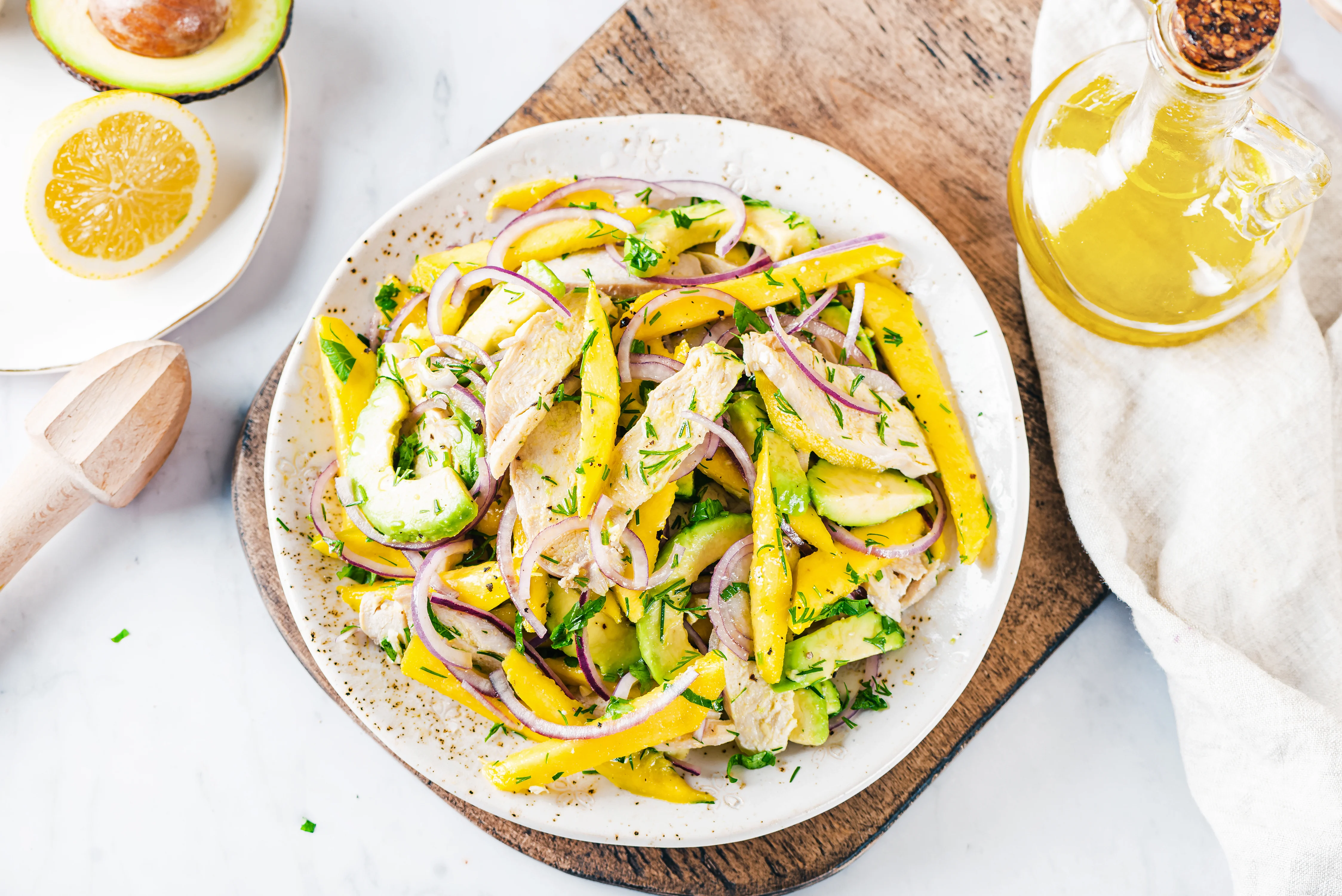 Avocado-Chicken 'Taco' Salad with Mango Salsa