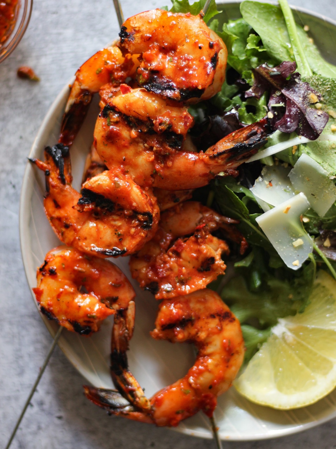 Harissa-Spiced Grilled Shrimp Skewers