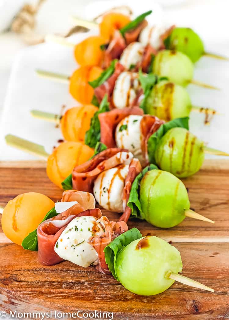 Aperol-Marinated Prosciutto & Honeydew Skewers