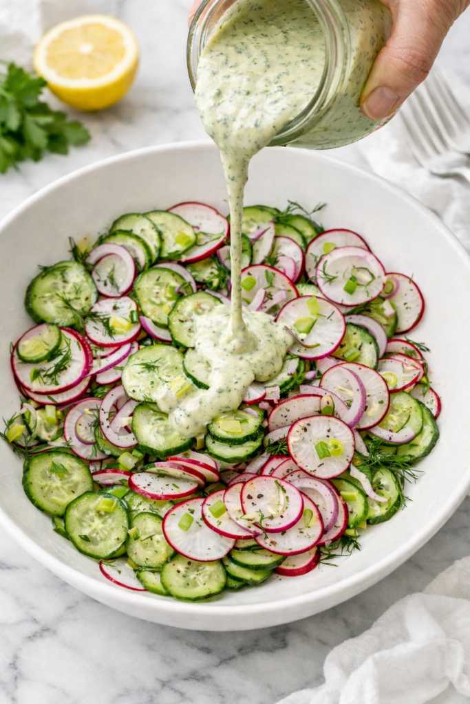 Cucumber-Radish Salad with Lime-Herb Dressing
