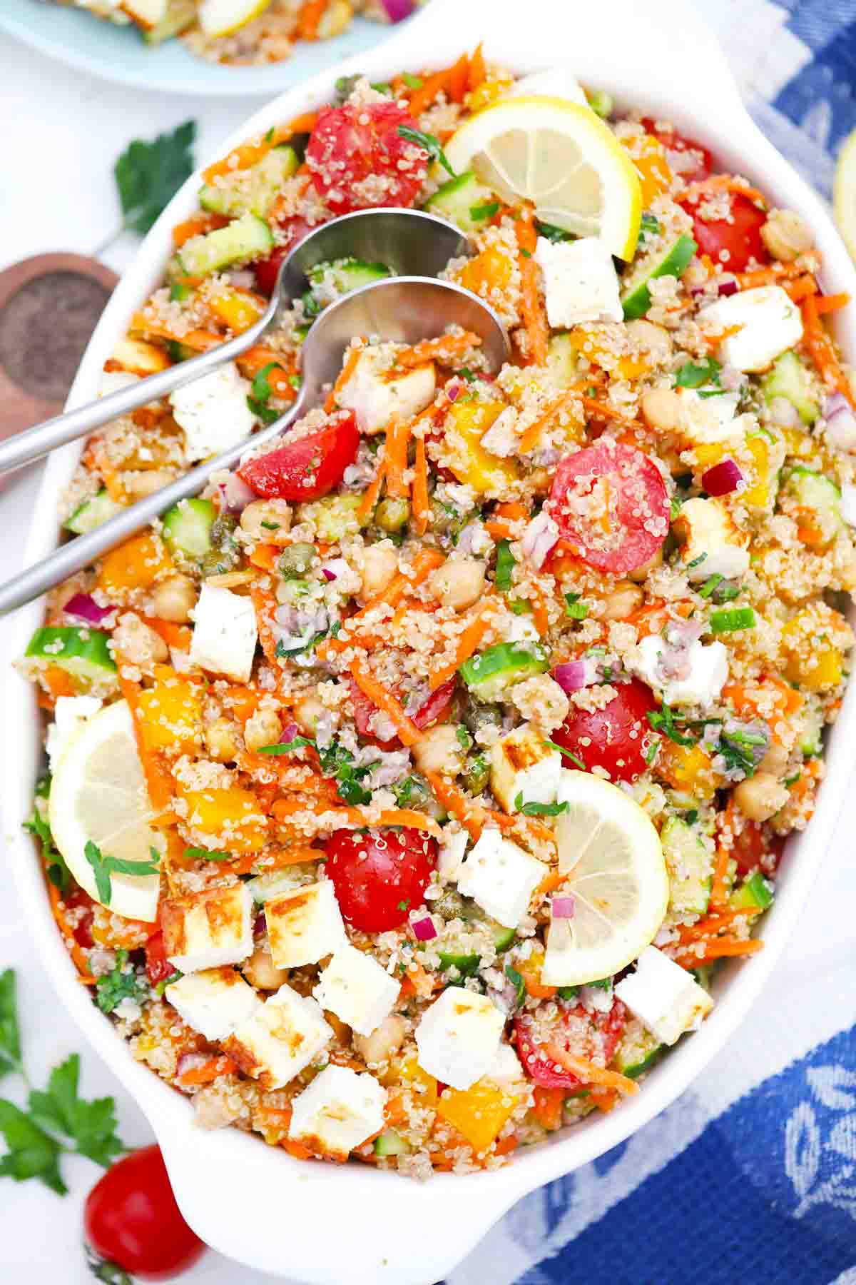 Korean Bulgogi Quinoa Salad with Mediterranean Feta and Asian Sesame Dressing