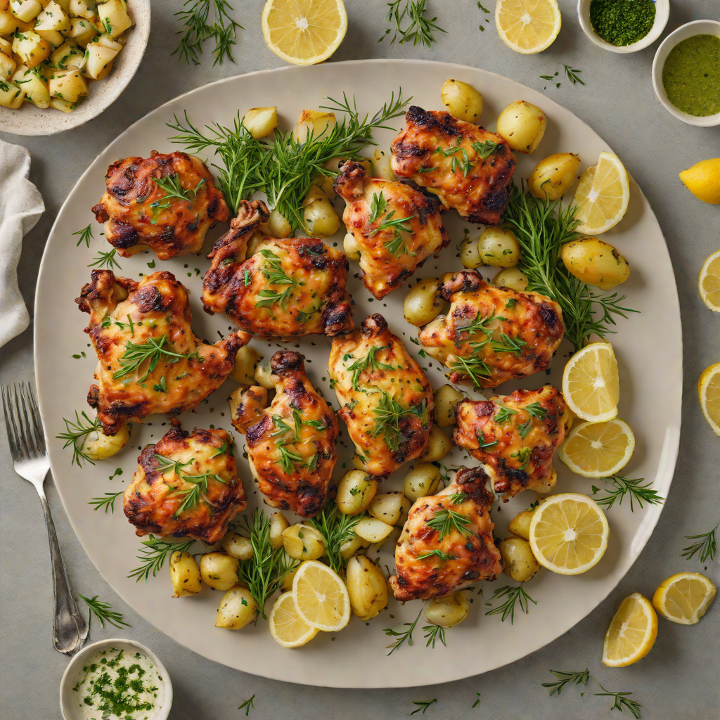 Crispy Herb-Garlic Chicken Thighs with Lemon-Dill Potatoes