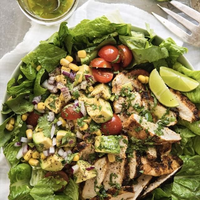 American BBQ Chicken Salad with Asian Slaw and Mexican Avocado