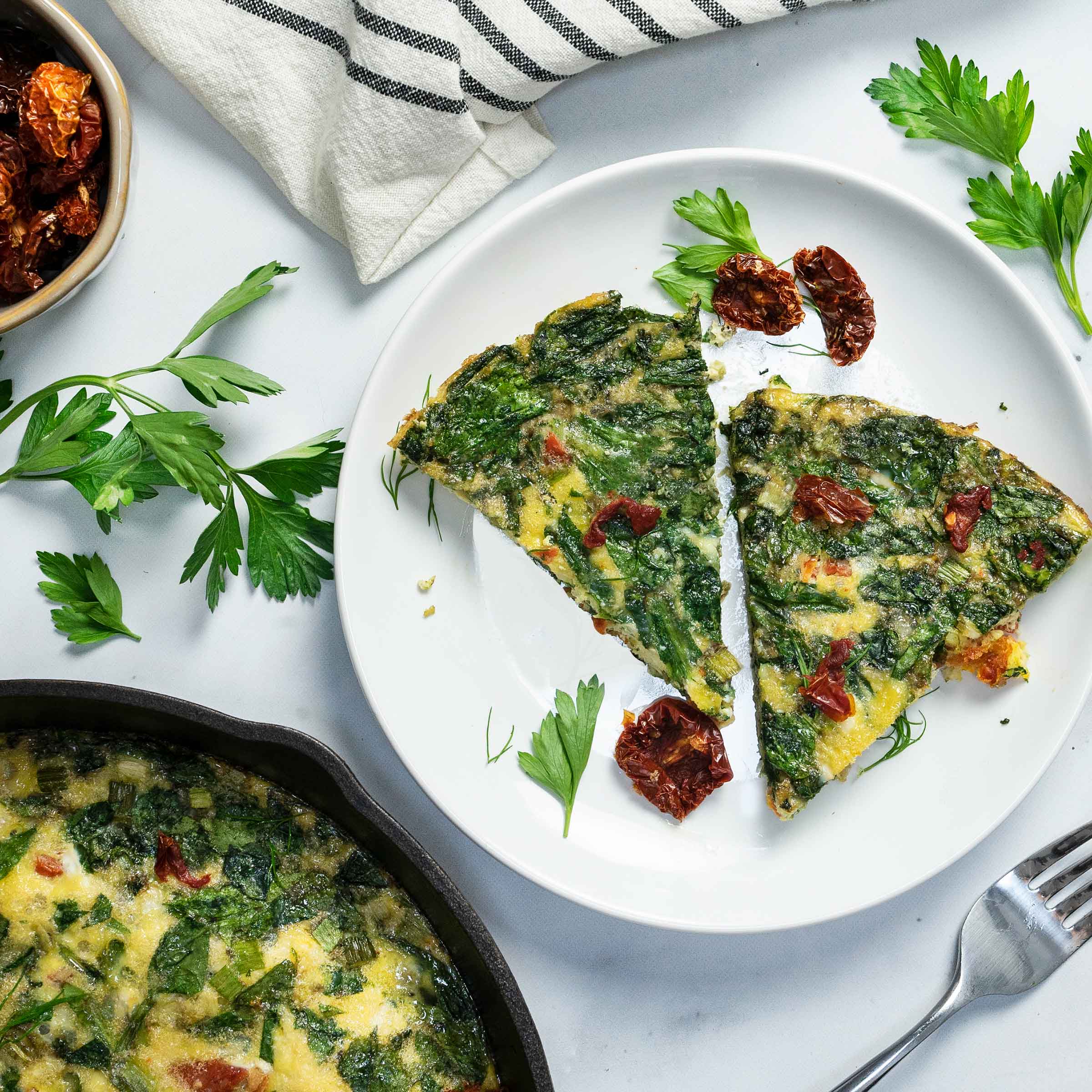 Sausage & Sun-Dried Tomato Frittata with Spinach