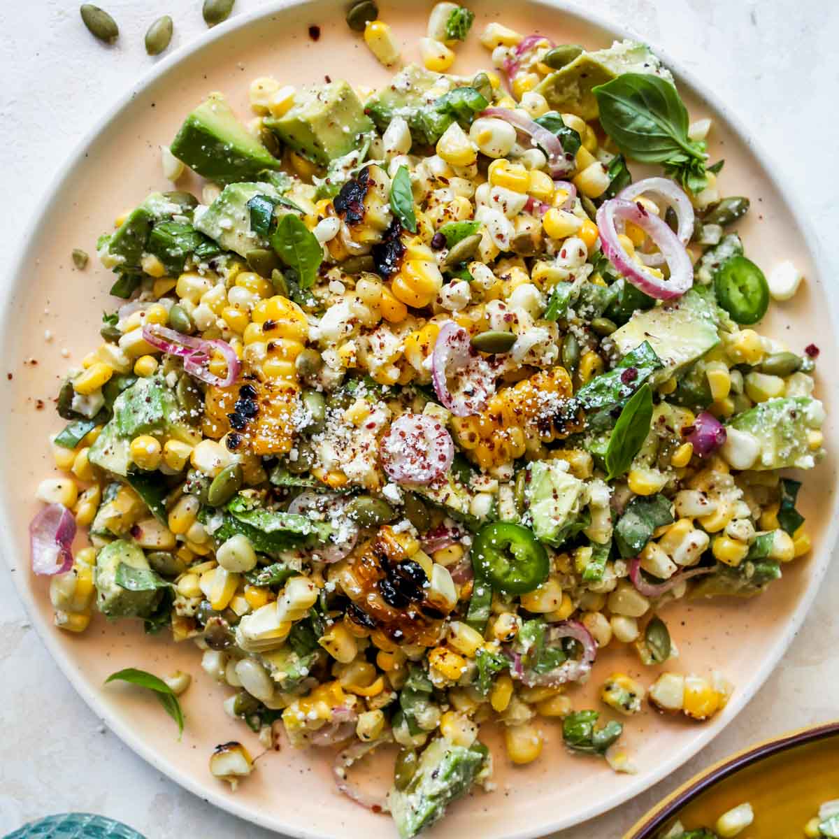 Latin Corn Salad with Avocado-Lime Crema