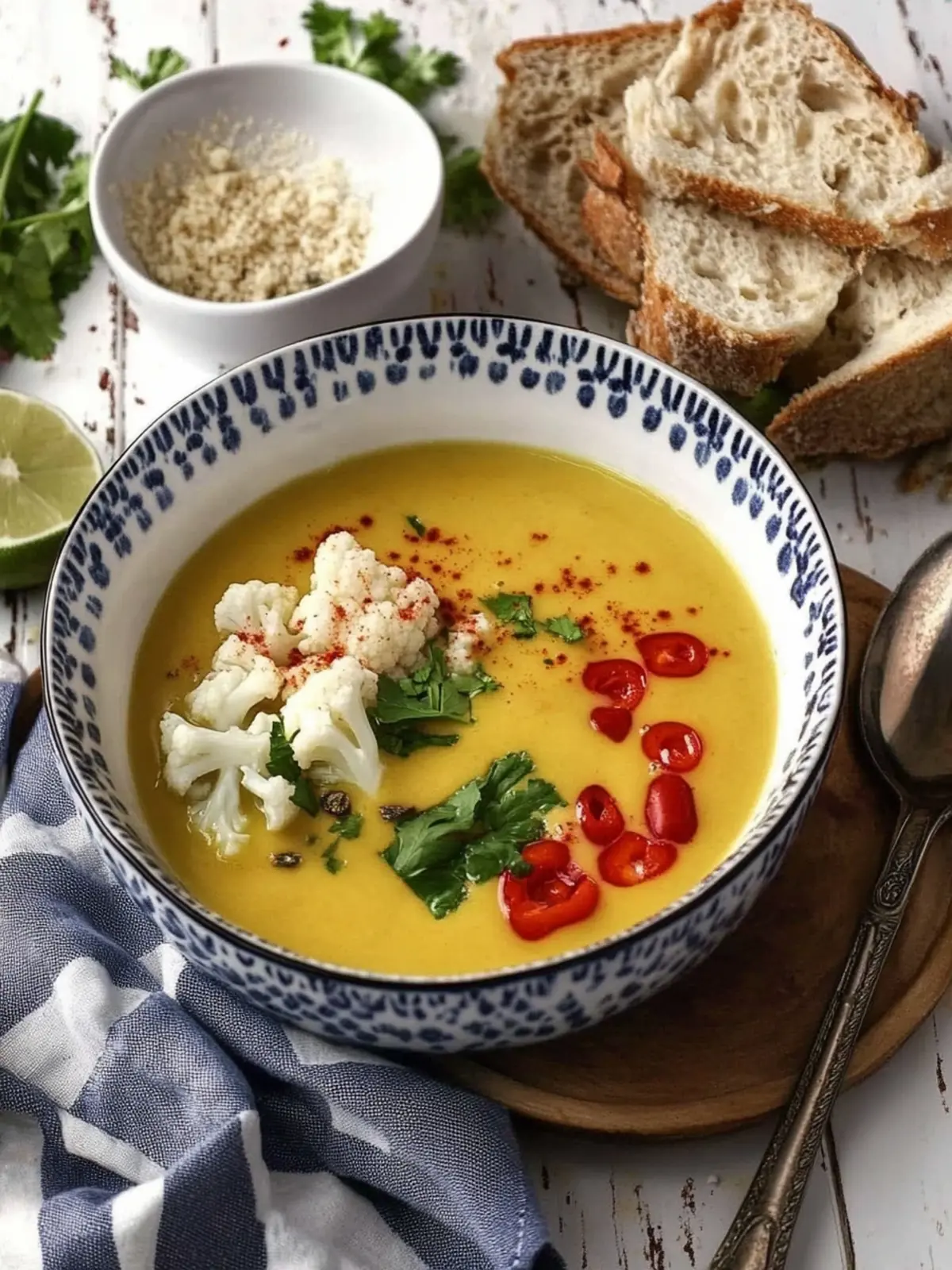 Creamy Coconut-Cauliflower Soup with Herb Crust