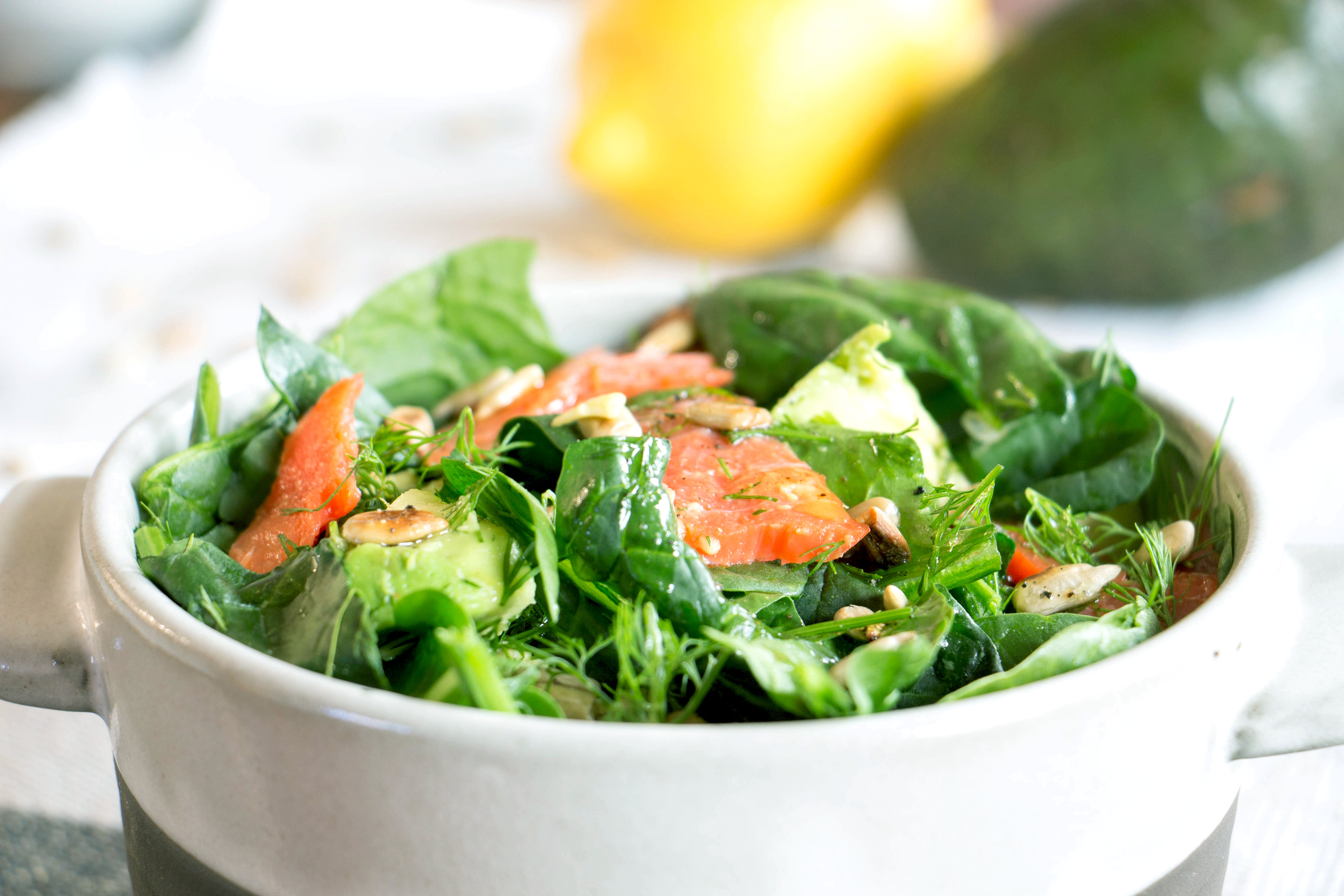 Avocado-Smoked Salmon Salad with Dill Dressing