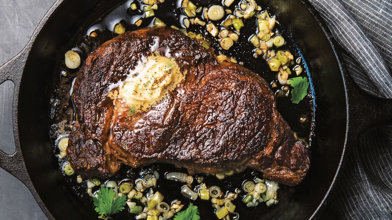 Best-Grade Pan-Seared Ribeye with Crispy Herb Butter