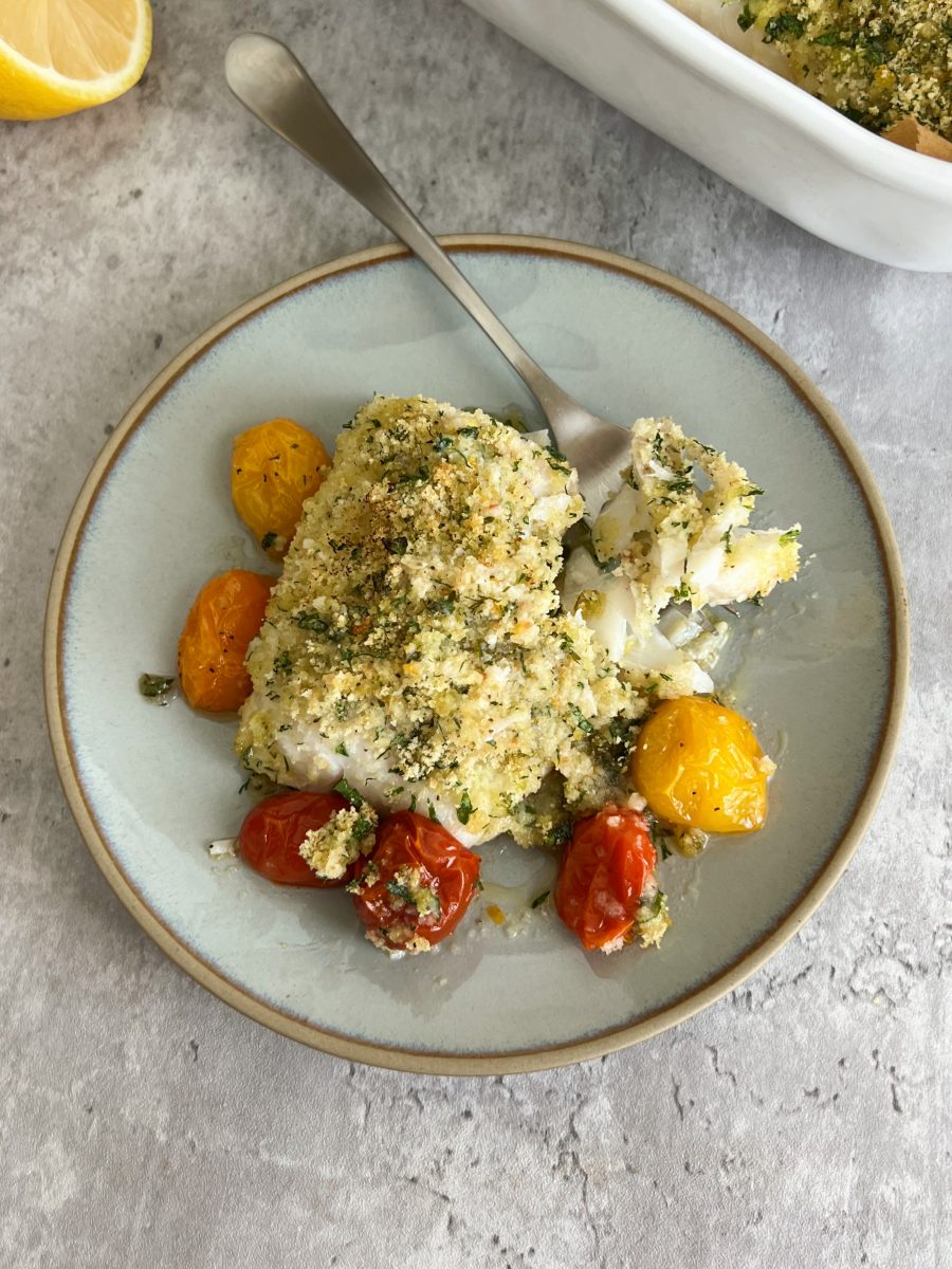 Skin-Soothing Herb-Crusted Cod with Lemon-Dill Sauce