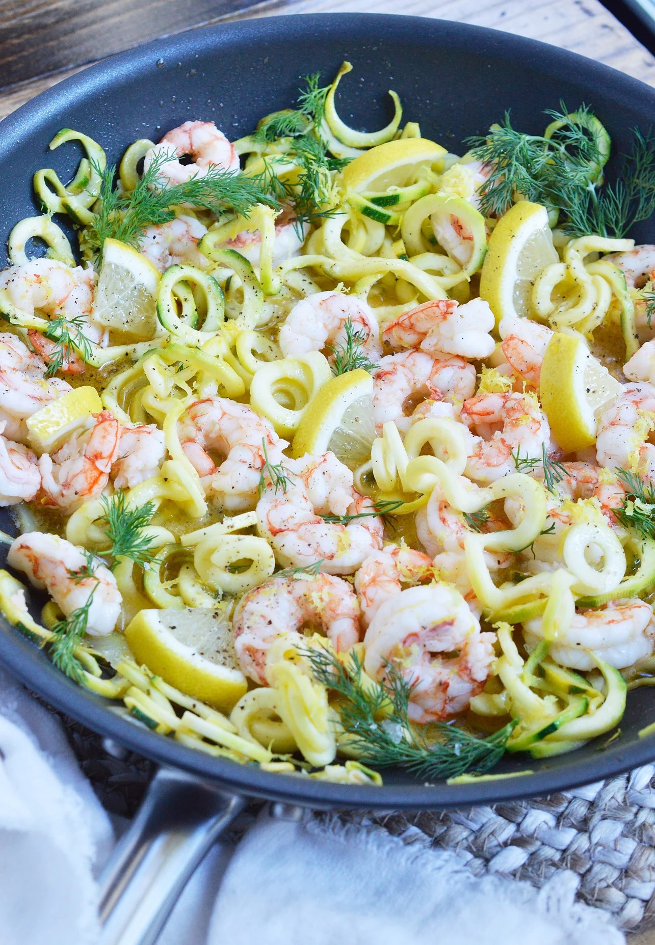 Bloat-Relief Lemon-Dill Shrimp with Zucchini Noodles