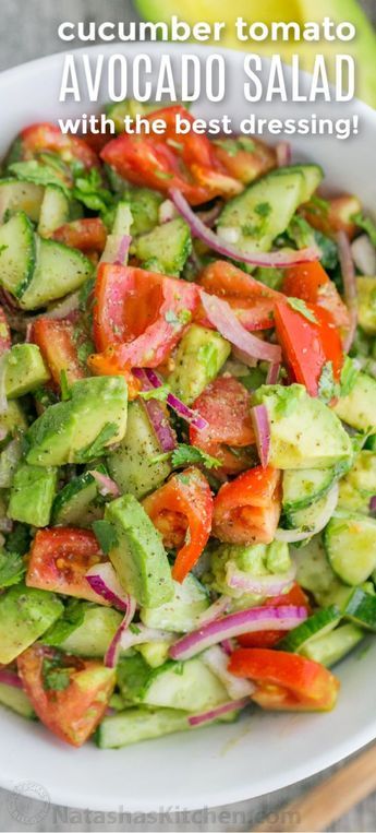 Cucumber-Tomato Salad with Avocado Dressing